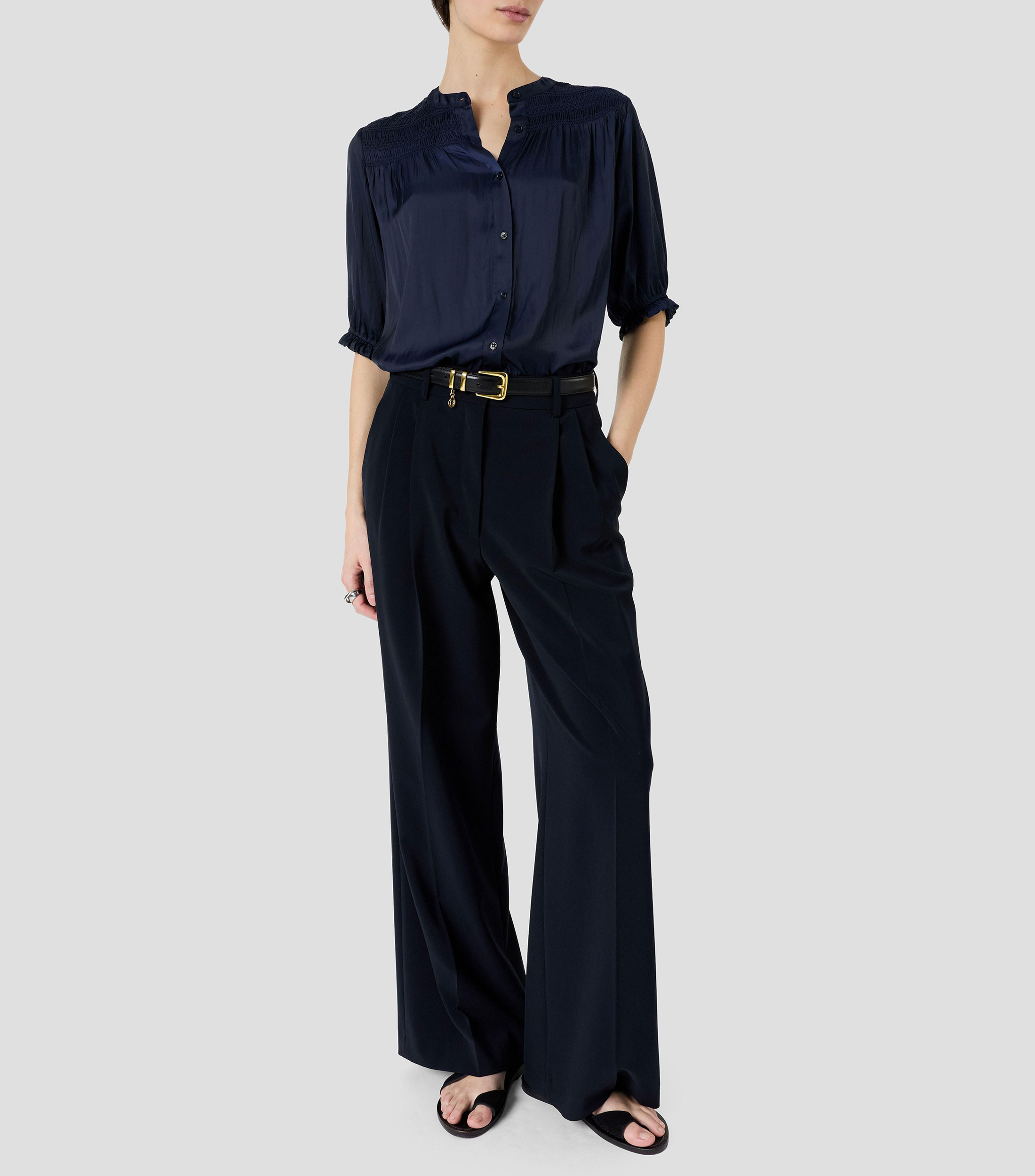 Blusa lisa manga corta Mujer